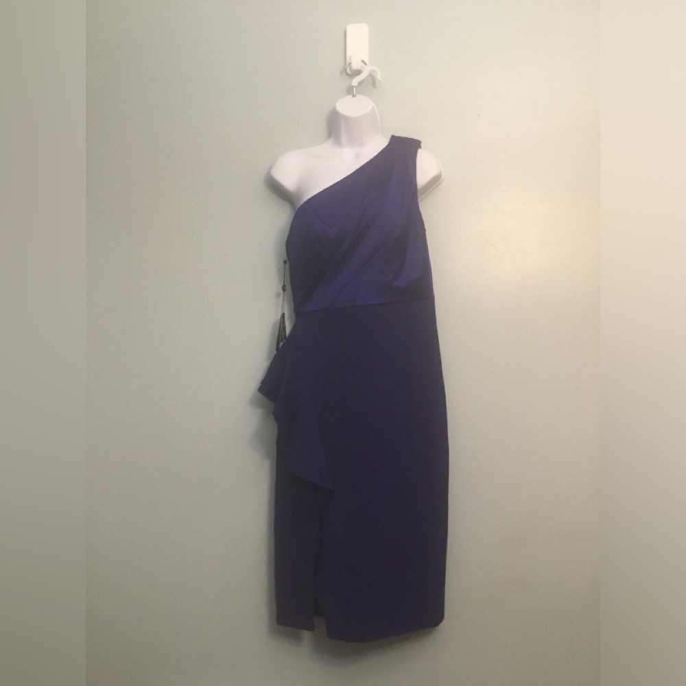 Adrianna Papell One-Shoulder Blue Dress